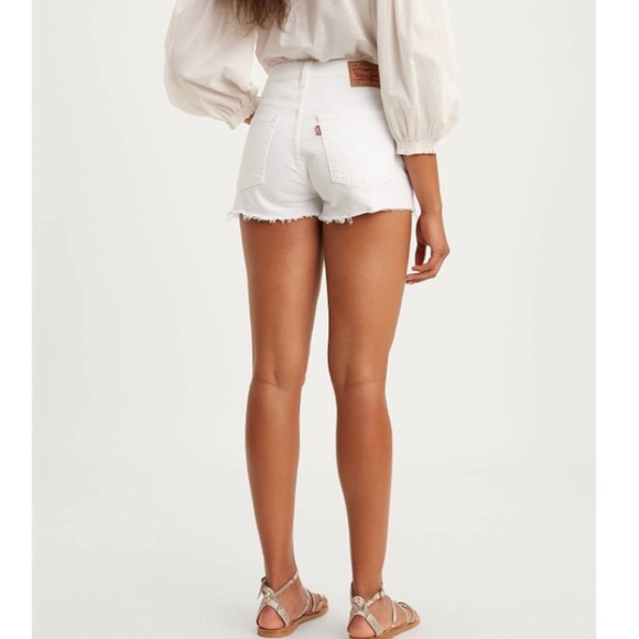 Levi’s 501 White Distressed High Rise Button Short - Picture 2 of 8